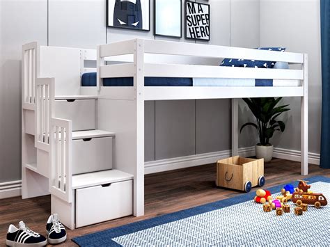 SYNGAR Twin Loft Bed with Desk, Metal Loft Bed with 4 Storage Shelves, Space-Saving Bed Frame with Bilateral Ladders and Safety Guard Rails for Boys Girls Kids Teens Adults, Black 154 4.6 out of 5 Stars. 154 reviews